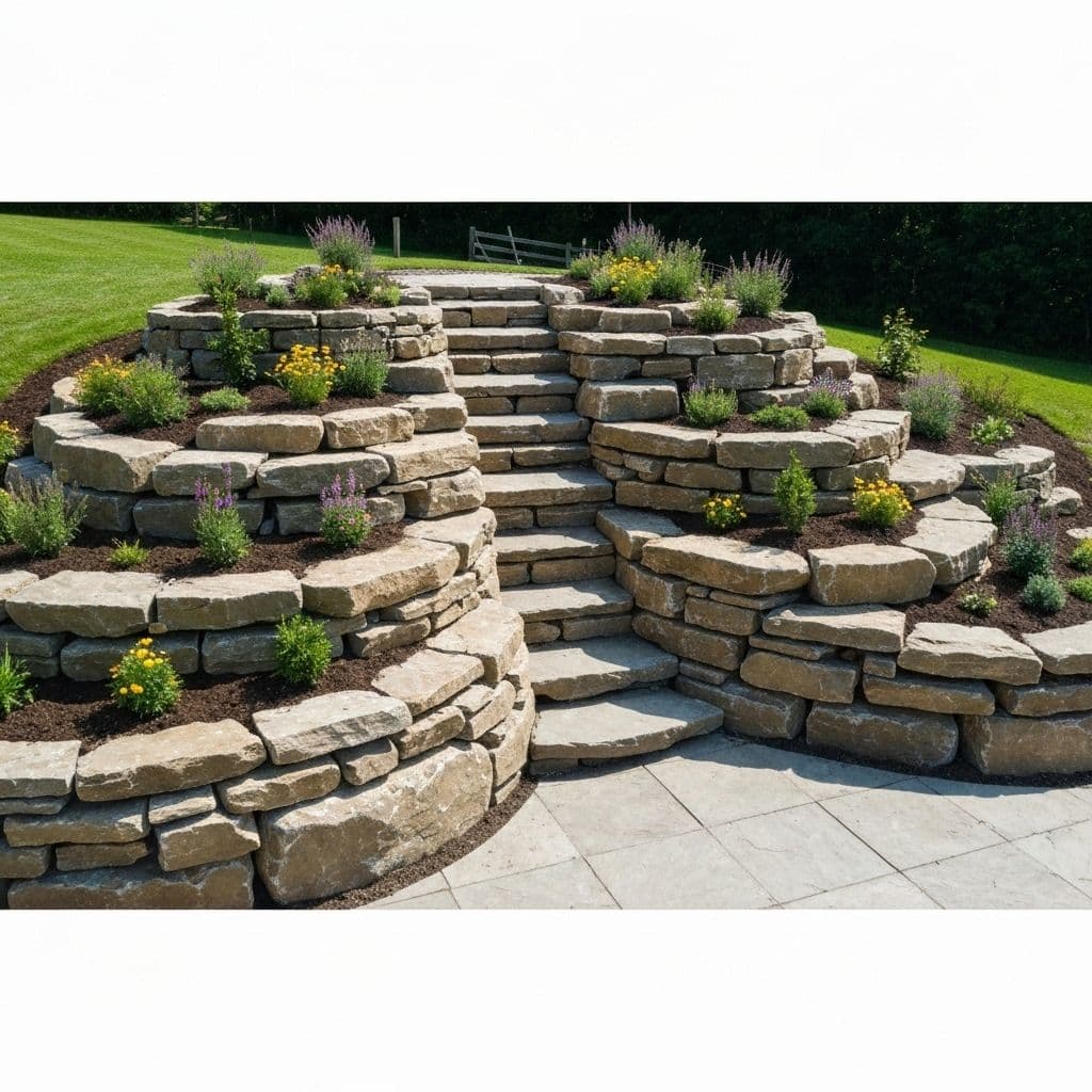Professional rockery construction in Belfast showing stone placement and planting