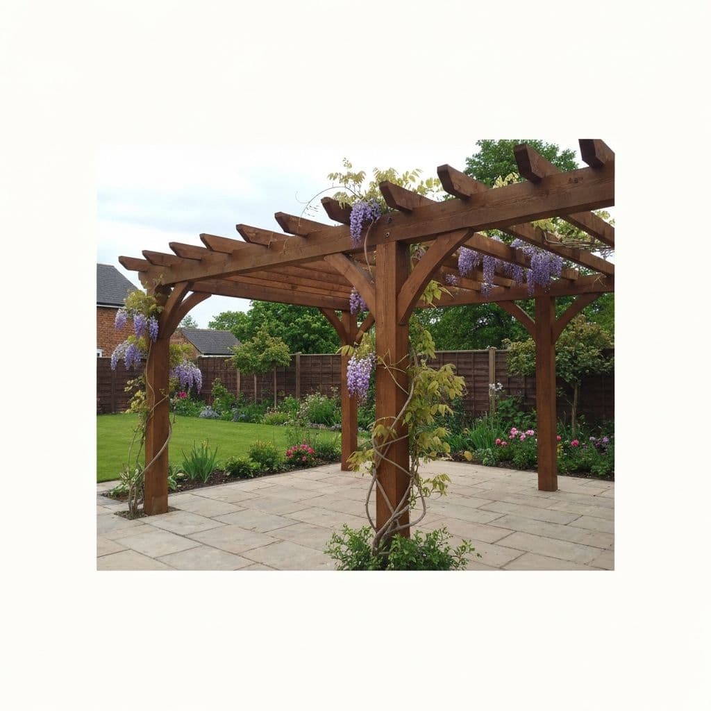 Completed timber pergola project in Belfast showing stunning garden transformation