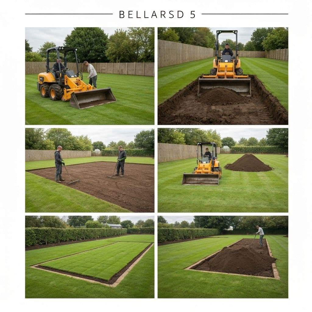 Professional turfing installation showing ground preparation
